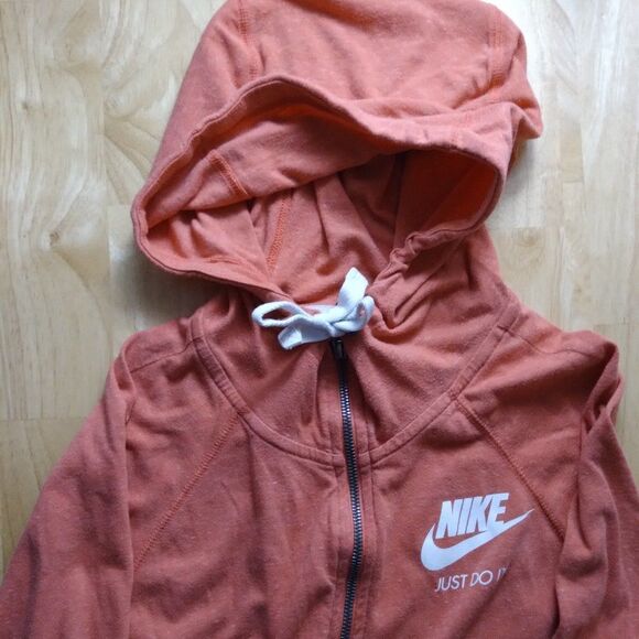 Vintage Nike Logo Zipper Hoodie Sweatshirt Lightweight - Picture 1 of 8
